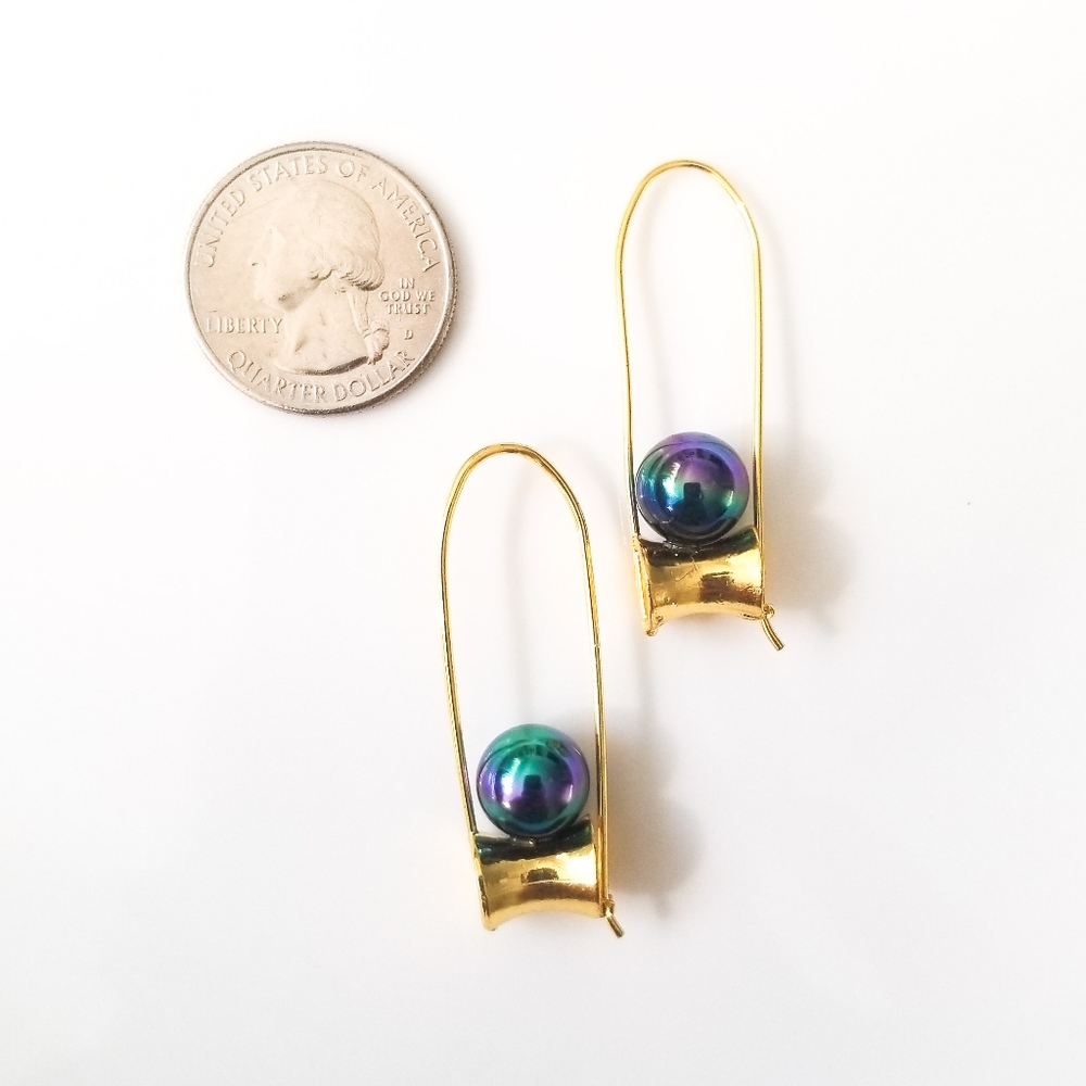 Vintage Gold and Purple Earrings - Picture 8 of 8